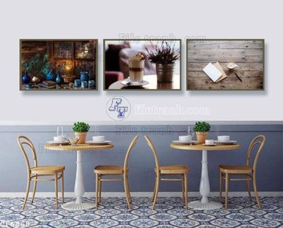 File gốc File tranh treo quán cà phê CF5868 (in lụa) chi tiết cao