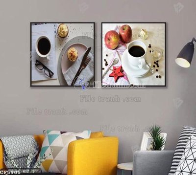 File gốc File tranh treo quán cà phê CF5905 (in 3D) nghệ thuật