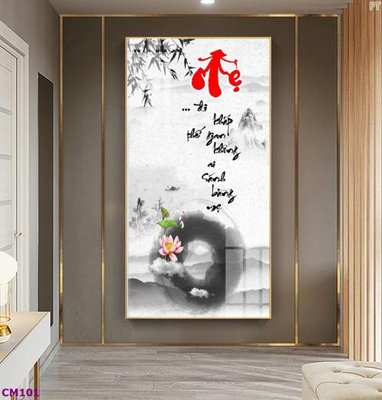 File in trần File tranh thư pháp cha mẹ CM101 (file gốc) phong thủy