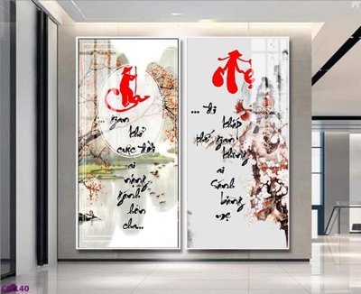 File tranh trang trí File tranh thư pháp cha mẹ CM140 (file gốc)