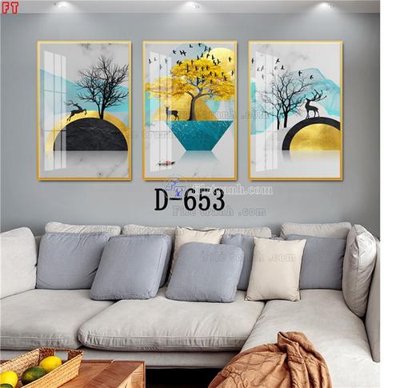 File gốc File tranh bộ hiện đại D-653 (in lụa) họa tiết 3D