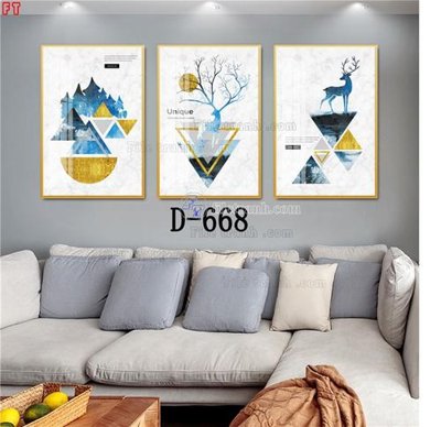 File gốc File tranh bộ hiện đại D-668 (in tráng gương) sang trọng