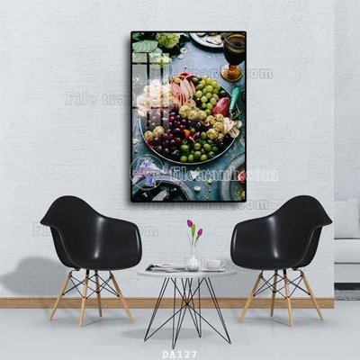 File tranh gốc in trần nhà File tranh phòng ăn đồ ăn nhanh DA127 3D