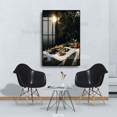 File tranh File tranh phòng ăn đồ ăn nhanh DA336 (gốc) in trên kính