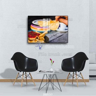 File in trần File tranh phòng ăn đồ ăn nhanh DA537 (bản gốc) mây trời