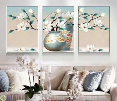 File tranh Tranh bình hoa mai trắng DC127 (gốc) chủ đề trừu tượng