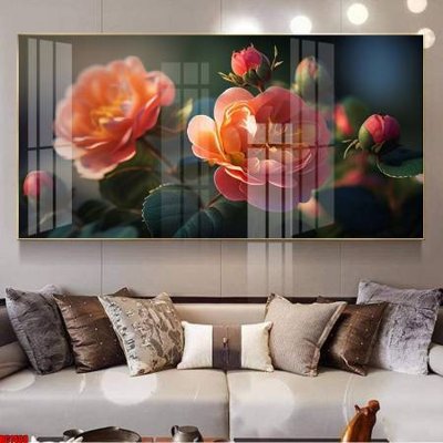 File tranh File gốc in bộ tranh decor treo tường đẹp hoa 5d DC1408 (bản gốc) treo quán cafe