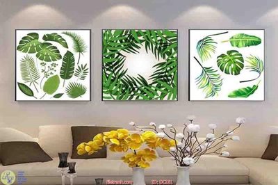 File tranh Tranh lá cây xanh DC161 (gốc) in trên kính