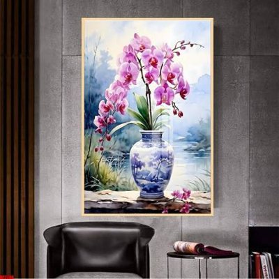 File tranh File gốc in bộ tranh decor treo tường đẹp hoa 5d DC2266 (bản gốc) treo quán cafe