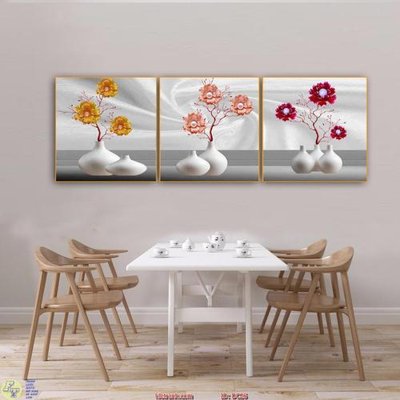 File in trần Tranh phòng ăn bộ 3 bình DC26 (bản gốc) hoa văn