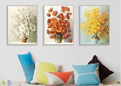 File tranh Tranh bộ 3 hoa đồng tiền DC294 (gốc) phong cách tối giản