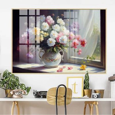 File tranh File gốc in bộ tranh decor treo tường đẹp hoa 5d DC3047 (gốc) in trên kính