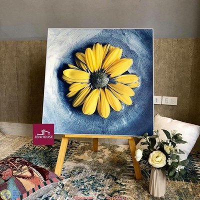 File gốc Tranh hoa cúc vàng DC322 (in lụa) tranh mã đáo