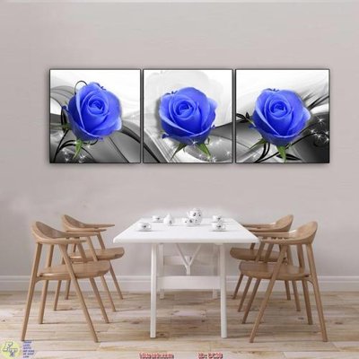 File gốc Tranh ộ 3 hoa hồng xanh DC38 (phong cách) tối giản