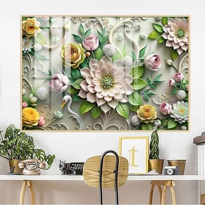 File gốc File gốc in bộ tranh decor treo tường đẹp hoa 5d DC4370 (in lụa) cao cấp