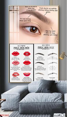 File in lụa Tranh trang trí đông y spa môi mi DY262 (chất lượng cao) Tranh trang trí đông y spa môi mi DY262