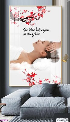 File tranh gốc in trần nhà Tranh trang trí đông y dưỡng sinh spa môi mi DY671 3D