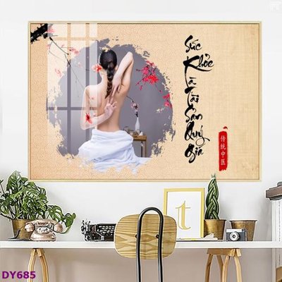 File gốc Tranh trang trí đông y dưỡng sinh spa môi mi DY685 (in lụa) tranh thuận buồm