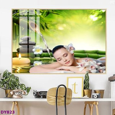 File gốc Tranh trang trí đông y dưỡng sinh spa môi mi DY823 (in lụa) hoa văn cổ điển