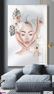 File tranh Tranh trang trí đông y dưỡng sinh spa môi mi DY892 (gốc) phong cách tối giản