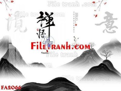 File gốc File gốc in bộ tranh decor treo tráng gương canvas FA2066 (in lụa) tranh mã đáo