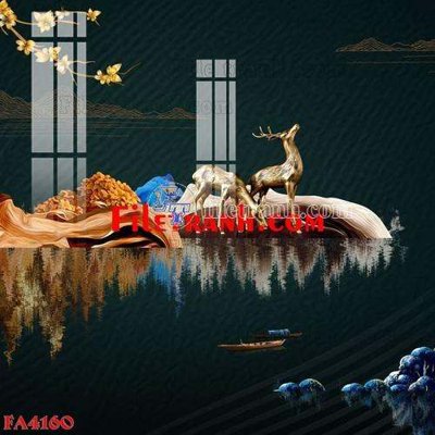 File gốc File gốc in bộ tranh decor treo tráng gương canvas FA4160 (in lụa) họa tiết 3D