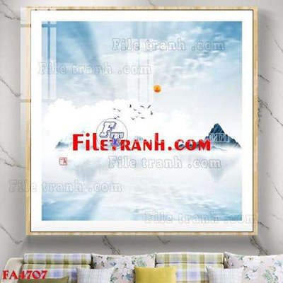Tải file File gốc in bộ tranh decor treo tráng gương canvas FA4707 (gốc) chủ đề hoa sen