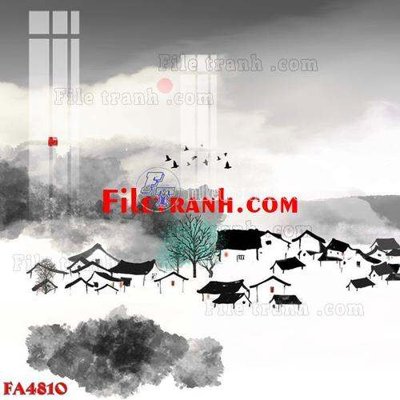 File gốc File gốc in bộ tranh decor treo tráng gương canvas FA4810 (in lụa) tranh mã đáo