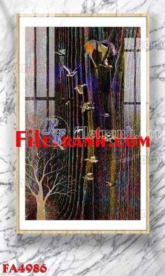 File gốc File gốc in bộ tranh decor treo tráng gương canvas FA4986 (in lụa) hoa văn cổ điển