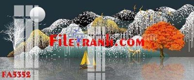 File tranh in tráng gương File gốc in bộ tranh decor treo tráng gương canvas FA5352 (siêu nét)