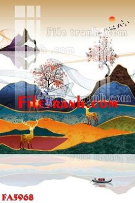 Download file gốc File gốc in bộ tranh decor treo tráng gương canvas FA5968 (in lụa) hoa lá