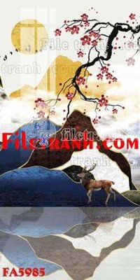 Download file gốc File gốc in bộ tranh decor treo tráng gương canvas FA5985 (in lụa) nghệ thuật