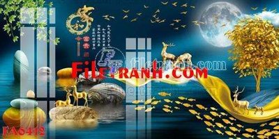 File tranh File gốc in bộ tranh decor treo tráng gương canvas FA6412 (bản gốc) treo phòng ăn