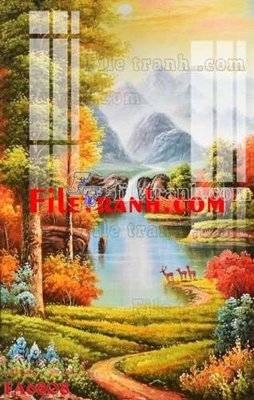 File in mica File gốc in bộ tranh decor treo tráng gương canvas FA6808 (bản gốc) làm vách ngăn