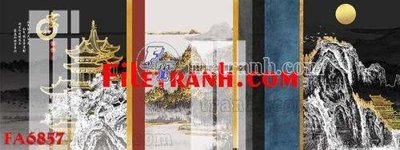 File tranh File gốc in bộ tranh decor treo tráng gương canvas FA6857 (file gốc) chủ đề phong thủy