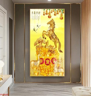 File gốc File tranh tráng gương hiện đại FG3022 (in lụa) tranh mã đáo