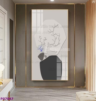 File gốc File bộ tranh tráng gương hiện đại FG7047 (in lụa) tranh mã đáo