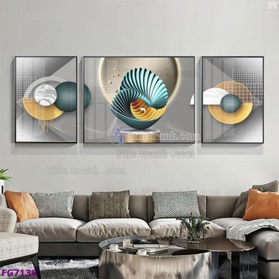 File ảnh File bộ tranh tráng gương hiện đại FG7136 (gốc) in PP, decal