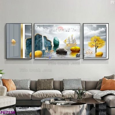 File tranh trang trí File bộ tranh tráng gương hiện đại FG7158 (tải file gốc)