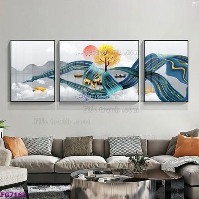 Download file File bộ tranh tráng gương hiện đại FG7167 (gốc) in mica bàn thờ