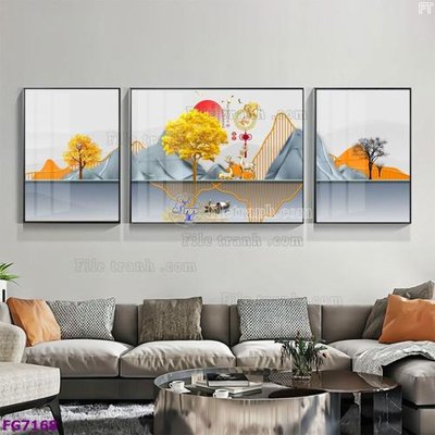 File gốc File bộ tranh tráng gương hiện đại FG7168 (in lụa) cao cấp