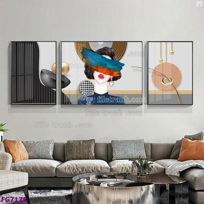 Tải file tranh gốc File bộ tranh tráng gương hiện đại FG7178 chất lượng cao