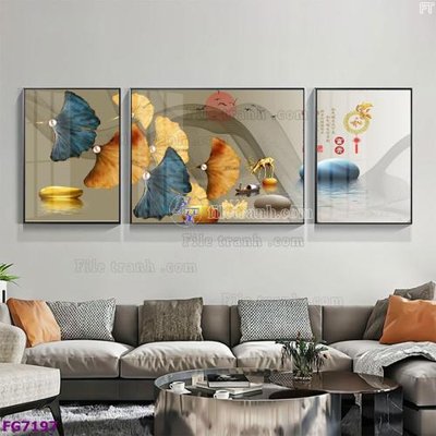 Ảnh gốc File bộ tranh tráng gương hiện đại FG7197 (nét căng) in mica