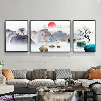 File in lụa File bộ tranh tráng gương hiện đại FG7227 (phong cảnh) File bộ tranh tráng gương hiện đại FG7227