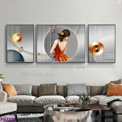 File ảnh File bộ tranh tráng gương hiện đại FG7228 (gốc) in Hiflex