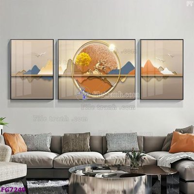 File tranh gốc File bộ tranh tráng gương hiện đại FG7240 chủ đề hiện đại