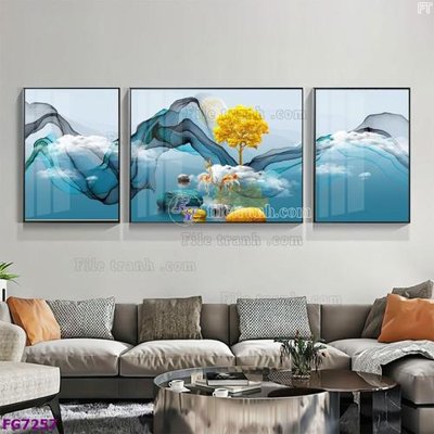 File tranh gốc in trần nhà File bộ tranh tráng gương hiện đại FG7257 3D