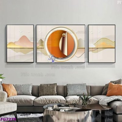 Download file gốc File bộ tranh tráng gương hiện đại FG7279 (in lụa) tranh 3D
