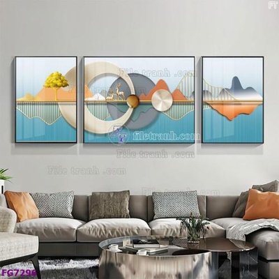 File gốc File bộ tranh tráng gương hiện đại FG7296 (phiên bản chuẩn) để in ấn