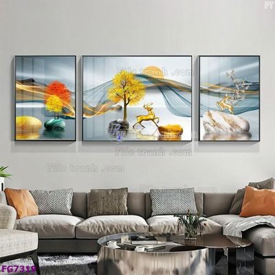 File in trần File bộ tranh tráng gương hiện đại FG7319 (bản gốc) phong cảnh